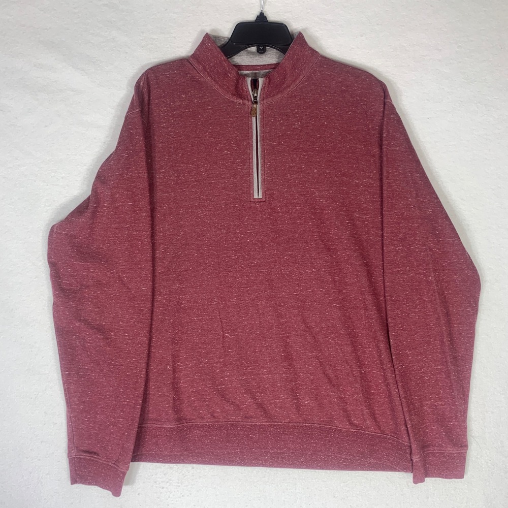 johnnie-O Men Sully 1/4 Zip Pullover Sweatshirt Red XL heathered Cotton Lyocell - Picture 2 of 11